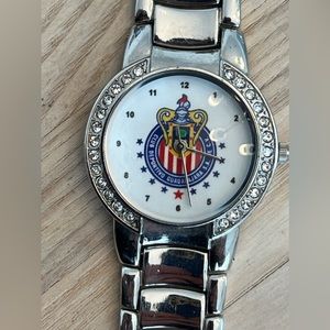 FEANCCI Ladies Watch Deportivo Guadalajara Soccer Club Crystals White Dial